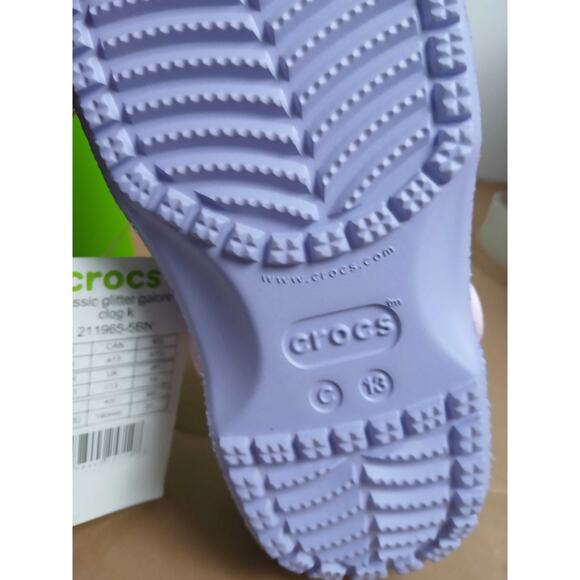 NWT Crocs Kids Glitter Galore Clog Mystic Purple Sparkly Comfort Shoes Size C13 - Picture 2 of 3